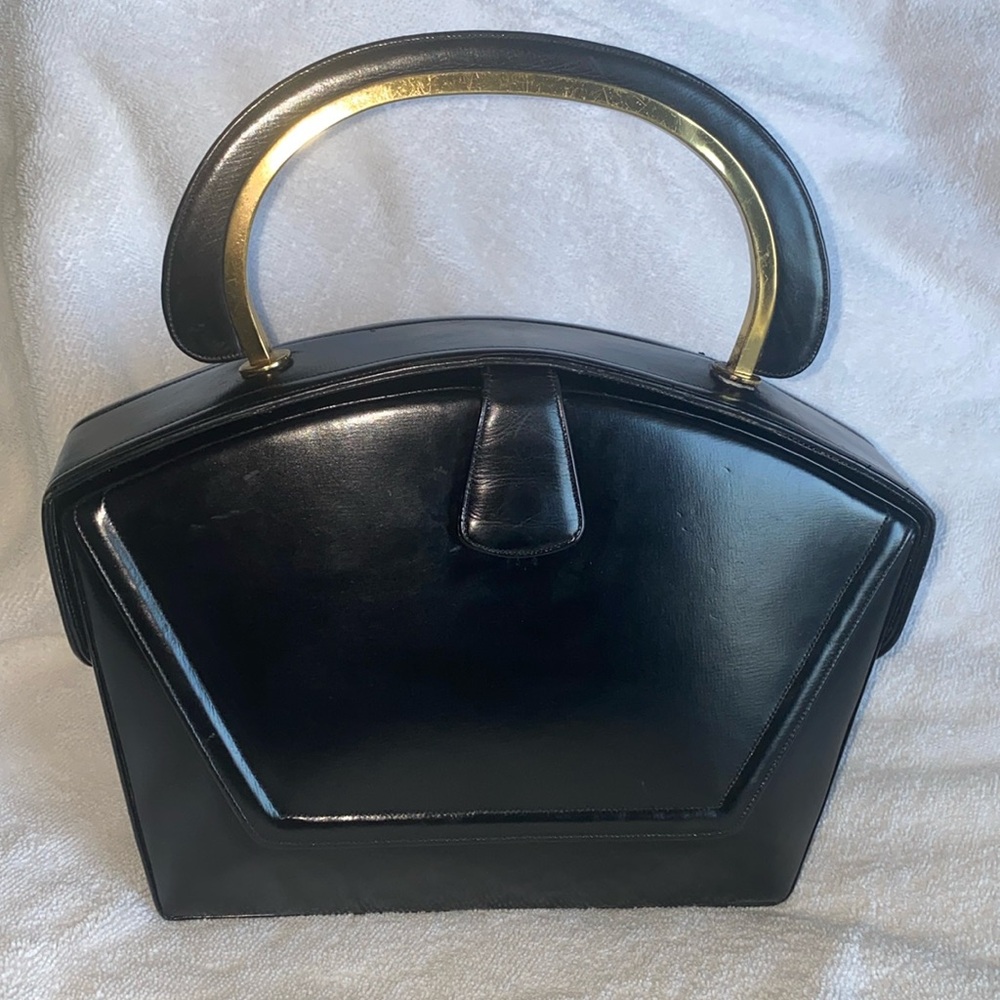 🔥❤️👋🏻 EUC Coblentz Original 1950s Vintage Black Structured Handbag 👋🏻❤️🔥